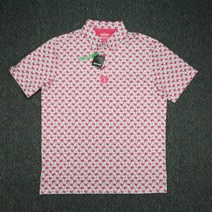 Bogey Bros Shirt Mens Large White Pink Taco Golf Polo Short Sleeve Stretch